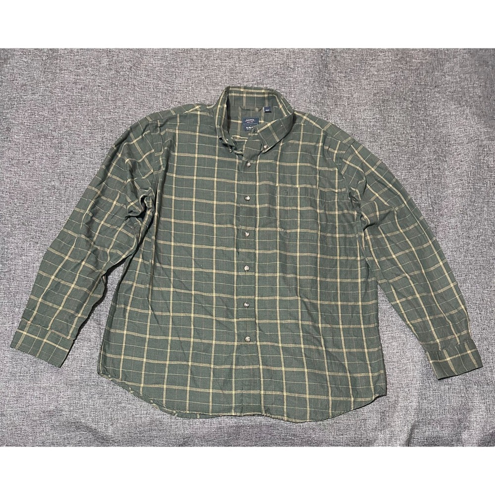 Arrow‎ Men's XL 17-17 1/2 Green Plaid Long Sleeve Shirt